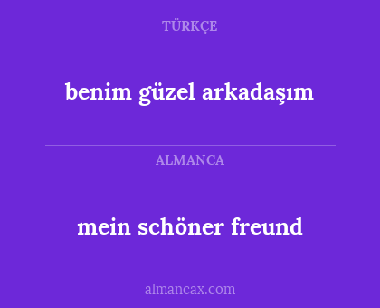 mein schöner freund - benim güzel arkadaşım