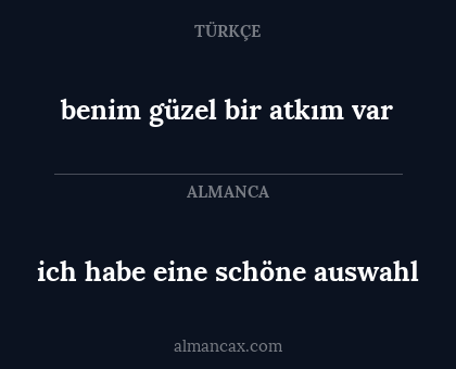 ich habe eine schöne auswahl - benim güzel bir atkım var