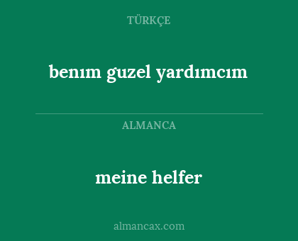 benım guzel yardımcım - meine helfer