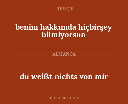 du weißt nichts von mir - benim hakkımda hiçbirşey bilmiyorsun