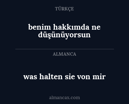 was halten sie von mir - benim hakkımda ne düşünüyorsun