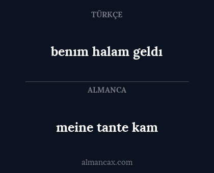 meine tante kam - benım halam geldı