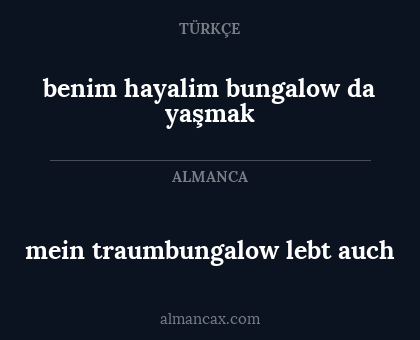 benim hayalim bungalow da yaşmak - mein traumbungalow lebt auch