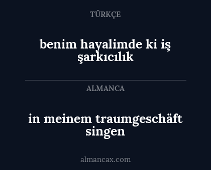 benim hayalimde ki iş şarkıcılık - in meinem traumgeschäft singen