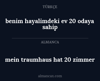 mein traumhaus hat 20 zimmer - benim hayalimdeki ev 20 odaya sahip