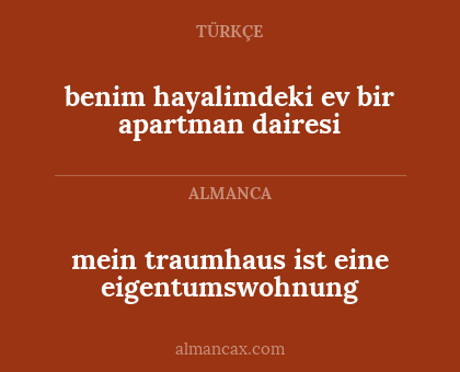 mein traumhaus ist eine eigentumswohnung - benim hayalimdeki ev bir apartman dairesi