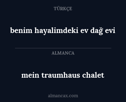 mein traumhaus chalet - benim hayalimdeki ev dağ evi