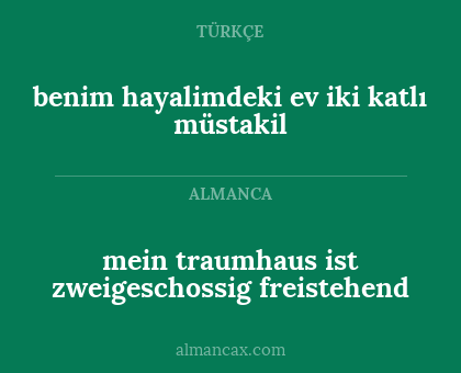 mein traumhaus ist zweigeschossig freistehend - benim hayalimdeki ev iki katlı müstakil