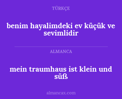 mein traumhaus ist klein und süß - benim hayalimdeki ev küçük ve sevimlidir