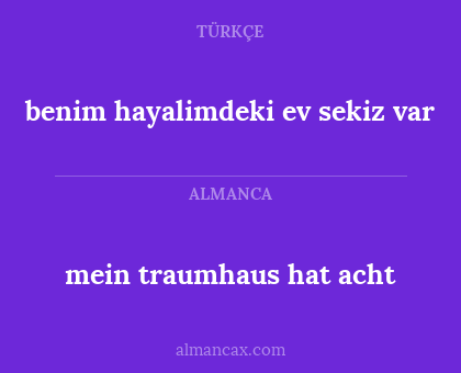 benim hayalimdeki ev sekiz var - mein traumhaus hat acht