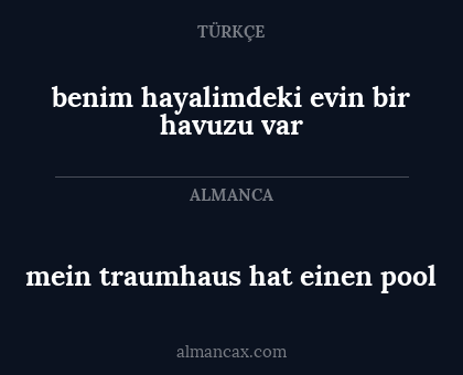 mein traumhaus hat einen pool - benim hayalimdeki evin bir havuzu var