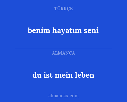 benim hayatım seni - du ist mein leben
