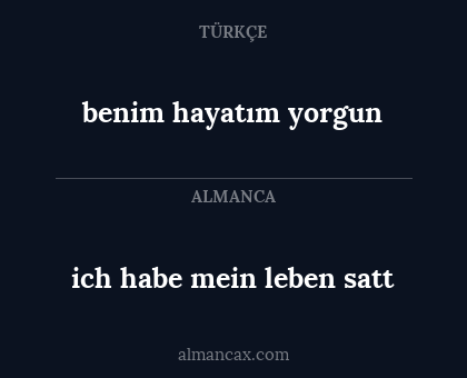 benim hayatım yorgun - ich habe mein leben satt