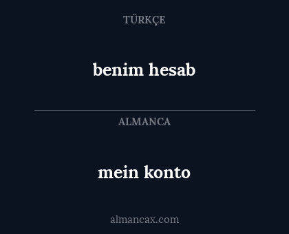 mein konto - benim hesab
