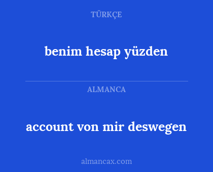 account von mir deswegen - benim hesap yüzden