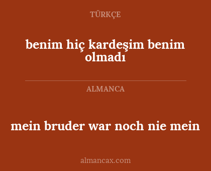 benim hiç kardeşim benim olmadı - mein bruder war noch nie mein