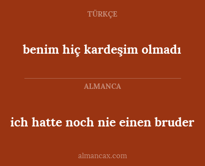 ich hatte noch nie einen bruder - benim hiç kardeşim olmadı