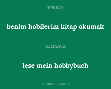 benim hobilerim kitap okumak - lese mein hobbybuch