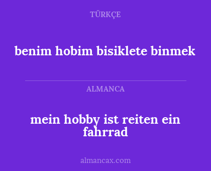 mein hobby ist reiten ein fahrrad - benim hobim bisiklete binmek