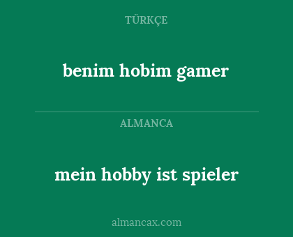 benim hobim gamer - mein hobby ist spieler