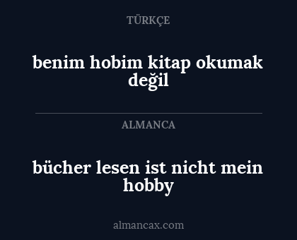 bücher lesen ist nicht mein hobby - benim hobim kitap okumak değil