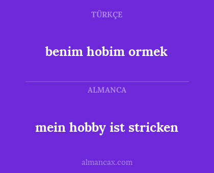 mein hobby ist stricken - benim hobim ormek