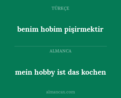 mein hobby ist das kochen - benim hobim pişirmektir