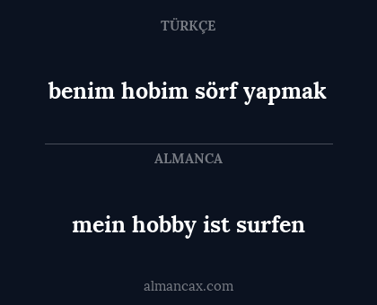 mein hobby ist surfen - benim hobim sörf yapmak