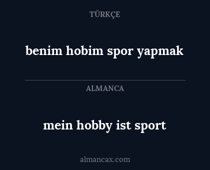 mein hobby ist sport - benim hobim spor yapmak