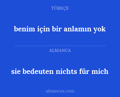 sie bedeuten nichts für mich - benim için bir anlamın yok