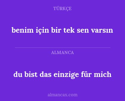 du bist das einzige für mich - benim için bir tek sen varsın