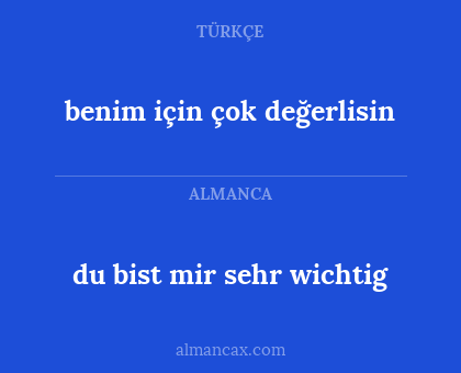 du bist mir sehr wichtig - benim için çok değerlisin