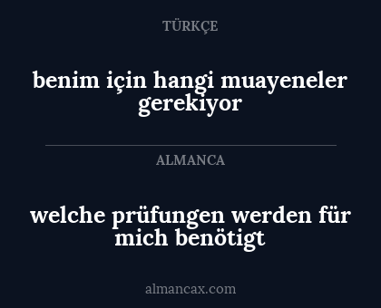benim için hangi muayeneler gerekiyor - welche prüfungen werden für mich benötigt