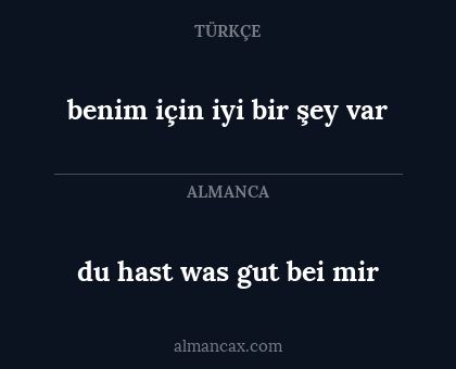 benim için iyi bir şey var - du hast was gut bei mir