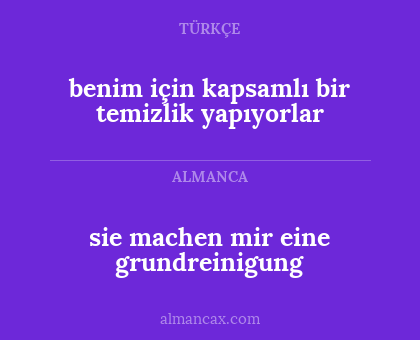 benim için kapsamlı bir temizlik yapıyorlar - sie machen mir eine grundreinigung