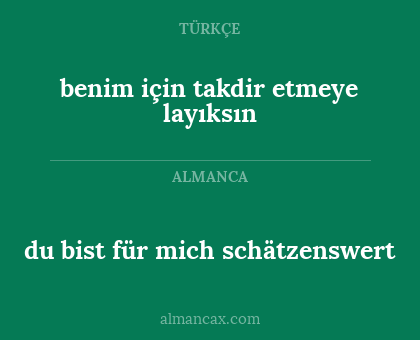 du bist für mich schätzenswert - benim için takdir etmeye layıksın