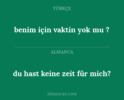 benim için vaktin yok mu ? - du hast keine zeit für mich?