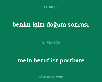 mein beruf ist postbate - benim işim doğum sonrası