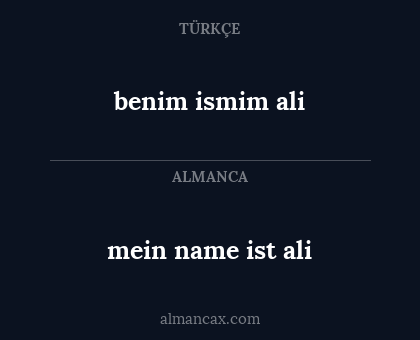 mein name ist ali - benim ismim ali