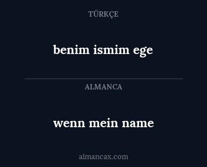 wenn mein name - benim ismim ege