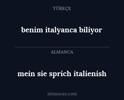 benim italyanca biliyor - mein sie sprich italienish