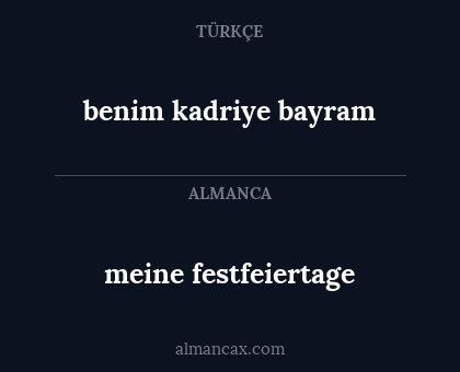meine festfeiertage - benim kadriye bayram