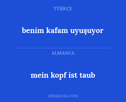 benim kafam uyuşuyor - mein kopf ist taub