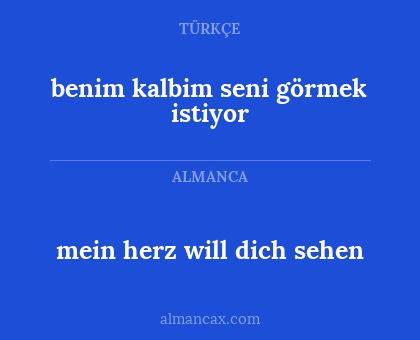 mein herz will dich sehen - benim kalbim seni görmek istiyor