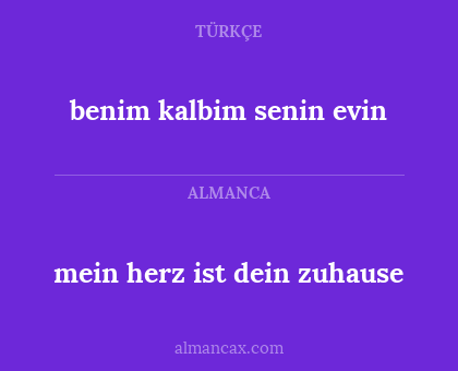 benim kalbim senin evin - mein herz ist dein zuhause