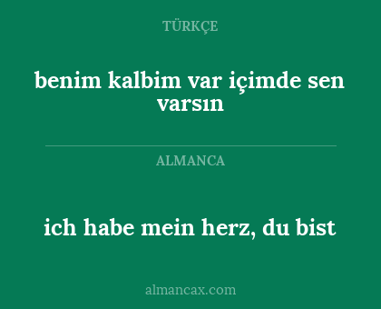 ich habe mein herz, du bist - benim kalbim var içimde sen varsın