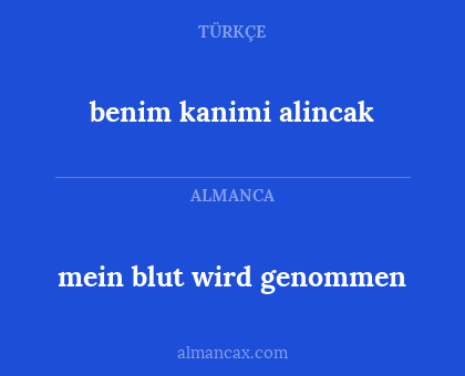 mein blut wird genommen - benim kanimi alincak