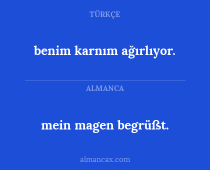 mein magen begrüßt. - benim karnım ağırlıyor.