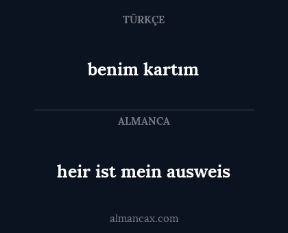 benim kartım - heir ist mein ausweis