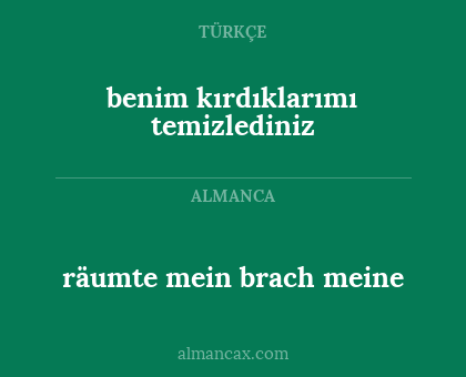 räumte mein brach meine - benim kırdıklarımı temizlediniz
